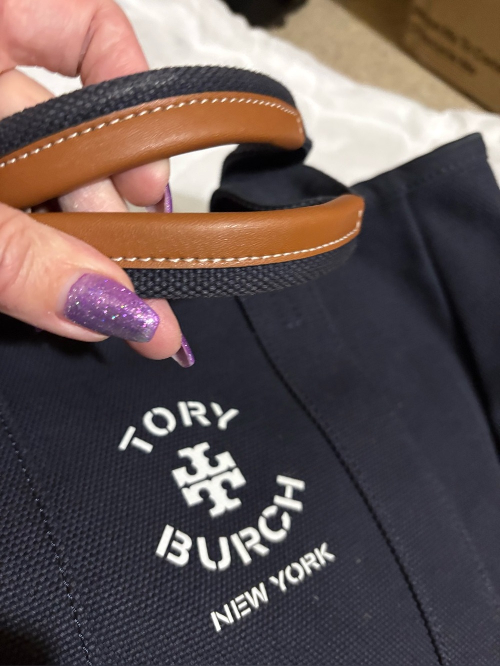 Tory Burch Black Canvas Logo Tote - Picture 10 of 11